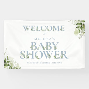 Staubblaue Grünpflanzen-Buchstaben-Baby-Party-Will Banner