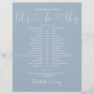 Staubblaue Herz-Schrift Hochzeitsplan Zeitachse
