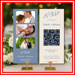 Staubblaue Hochzeit   Foto QR Code Save the Dates