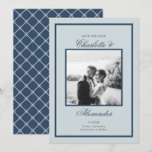 Staubblaue Hochzeit Klassische Schrift Save-the-Da