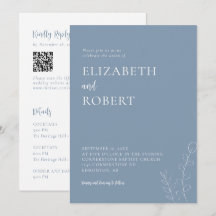 Staubblaue Hochzeit Minimalistisch Moderne QR-Code