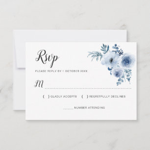 staubblaue Hochzeitsblumen-RSVP-Karte RSVP Karte