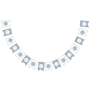 Staubblaue Hochzeitsmonogramm Wimpelkette