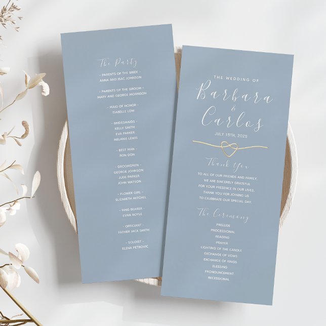 Staubblaue Hochzeitsprogramm mit Seilherz (Von Creator hochgeladen)