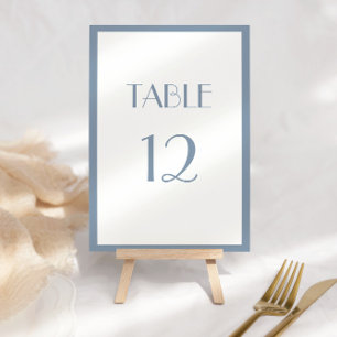 Staubblaue Hochzeitstischkarte Tischnummer