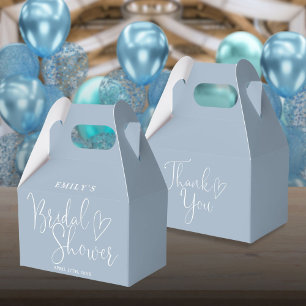 Staubblaue Kalligrafie-Hochzeitsdusche Geschenkschachtel