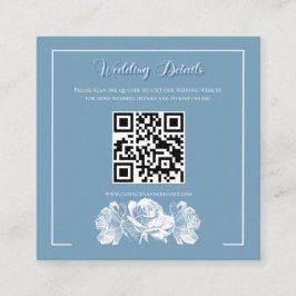 Staubblaue Kalligrafie QR Info Hochzeit Begleitkarte
