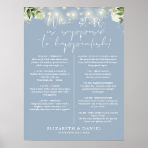 Staubblaue Lichterkette Florale Hochzeitsplanung Poster