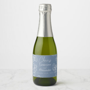 Staubblaue Lilie Mini Champagnerflaschen Etiketten