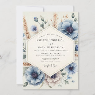 Staubblaue Meadow Bloom Hochzeit Einladung