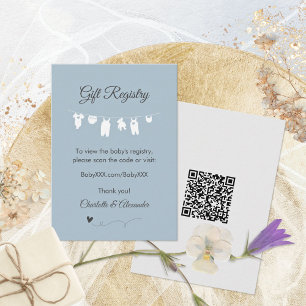Staubblaue Minimalistische Babyparty-Geschenkliste Begleitkarte