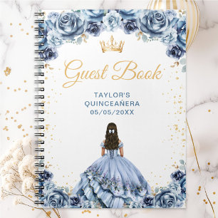 Staubblaue Prinzessin Quinceañera Gästebuch Notizblock