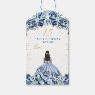 Staubblaue Prinzessin Quinceañera Herzlichen Glück Geschenkanhänger