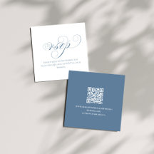 Staubblaue QR-Hochzeits-RSVP-Beilagekarte