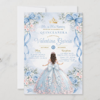 Staubblaue rosa Quinceañera-Einladung Prinzessin X Einladung