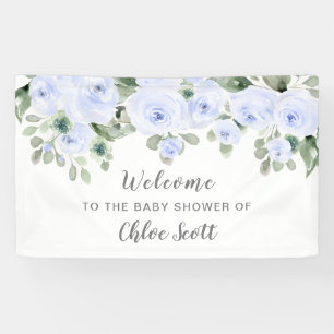 Staubblaue Rose Florale Babyparty Begrüßung Banner