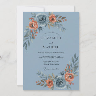 Staubblaue Rose Malerische Hochzeit Einladung