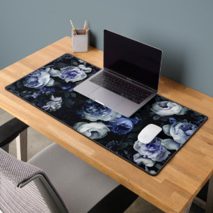Staubblaue Rose Moody Dark Floral Romantisch Schreibtischunterlage