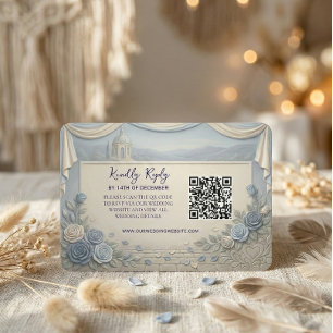 Staubblaue Rose Romantischer Hochzeits-QR-Code RSVP Karte