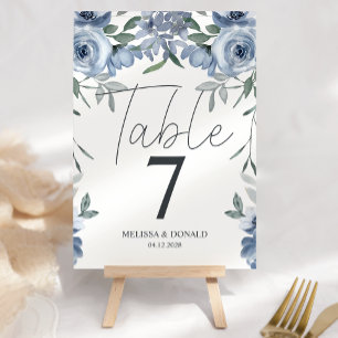 Staubblaue Rosen Blumen Hochzeit Tischnummer