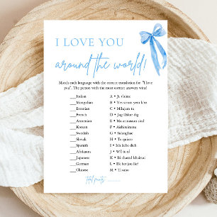 Staubblaue Schleife I Love You Around the World Sp Einladung