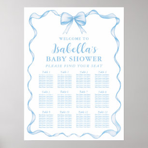 Staubblaue Schleife Jungen-Baby-Party Sitzordnungs Poster
