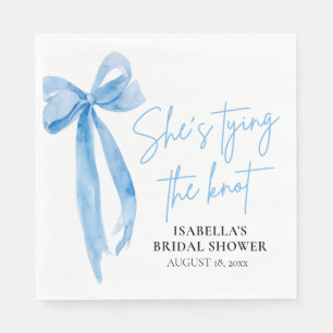 Staubblaue Schleife Sie heiratet Brautparty Serviette