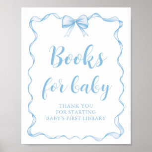 Staubblaue Schleifen-Junge-Baby-Party-Bücher-fürs- Poster