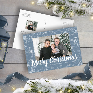 Staubblaue Schneeflocke Foto Weihnachtspostkarte Postkarte
