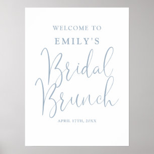 Staubblaue Schriftzug Hochzeitsbrunch Willkommenss Poster