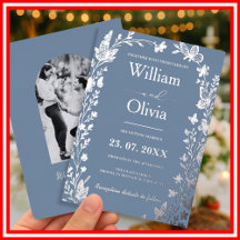 Staubblaue Silber-Wildblumen-Foto-Hochzeit