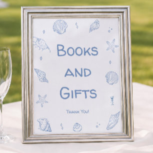 Staubblaue Strand-Baby-Shower-Bücher und Geschenke Poster
