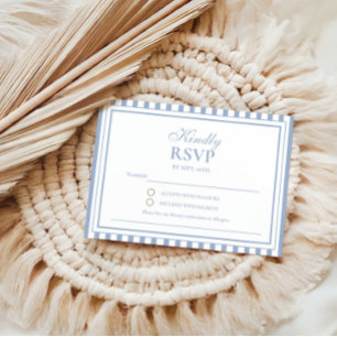 Staubblaue Streifen-Old-Money-Hochzeits-Einladungs RSVP Karte