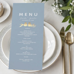 Staubblaue Unzertrennliche Hochzeit Menükarte