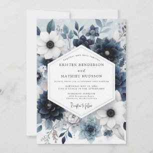 Staubblaue Vesperal-Blüten-Hochzeit Einladung