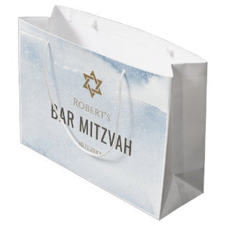 Staubblaue Wasserfarbe Bar Mitzvah Große Geschenktüte