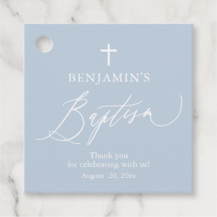 Staubblaue weiße Kreuz-Tags für Jungen-Taufe Geschenkanhänger
