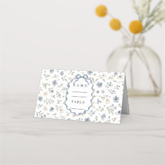 Staubblaue Wildblumen-Bogen-Hochzeitsplatzkarten Platzkarte
