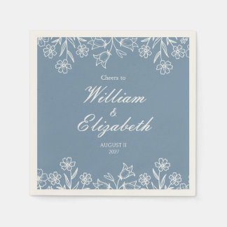 Staubblaue Wildblumen-Hochzeit Serviette