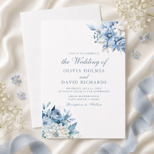 Staubblaue Wildblumen-Hochzeitseinladung Einladung