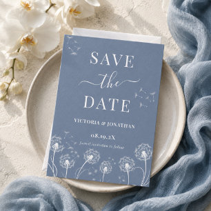 Staubblaue Wildblumen-Rustical-Hochzeit Save The Date
