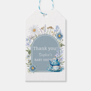 Staubblaue Zeit für Tee Boho-Garten-Babyparty Geschenkanhänger