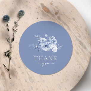 Staubblauer Blumen-"Danke"-Sticker Runder Aufkleber