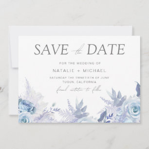 Staubblauer Blumenhochzeit Save The Date