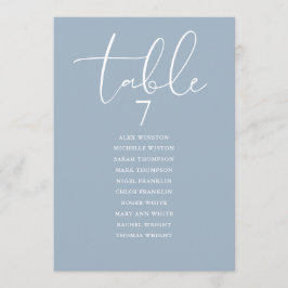 Staubblauer eleganter Sitzplan Tischnummer