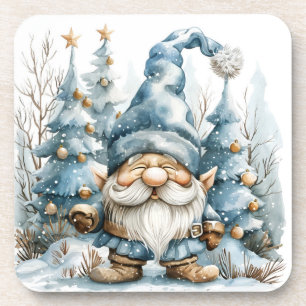 Staubblauer Gnom und Weihnachtsbäume Getränkeuntersetzer