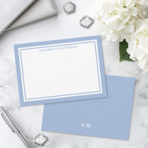 Staubblauer minimalistischer Namensmonogramm-Rand