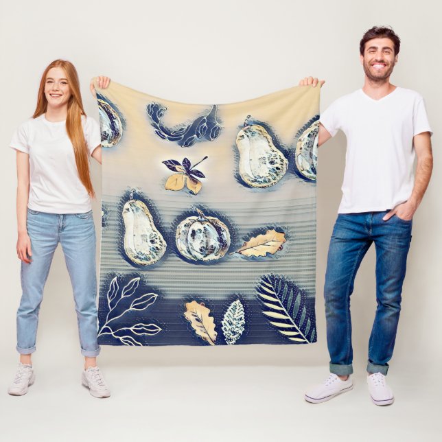 staubblauer Rustikaler Pumpkin und Herbstleaf Fleecedecke (Beispiel)