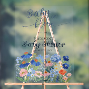 Staubblaues Baby-in-Bloom-Baby-Shower-Willkommen  Acrylschild