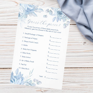 Staubblaues Blumen-Errate-den-Preis-Baby-Shower-Sp Flyer